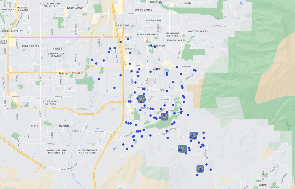 Draper Heating and AC customer Map